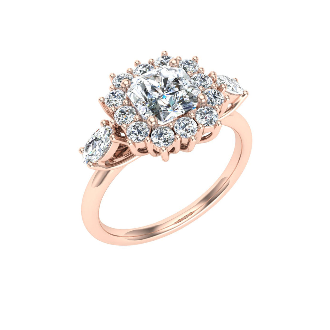 Glimpse Asscher Cut Halo Moissanite Engagement Ring Rose Gold