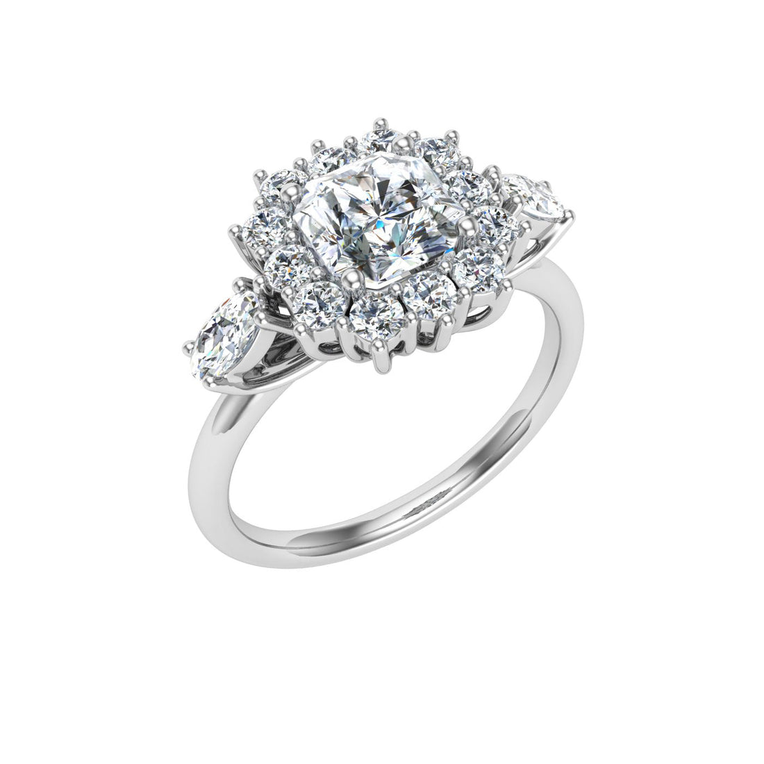 Glimpse Asscher Cut Halo Moissanite Engagement Ring White Gold