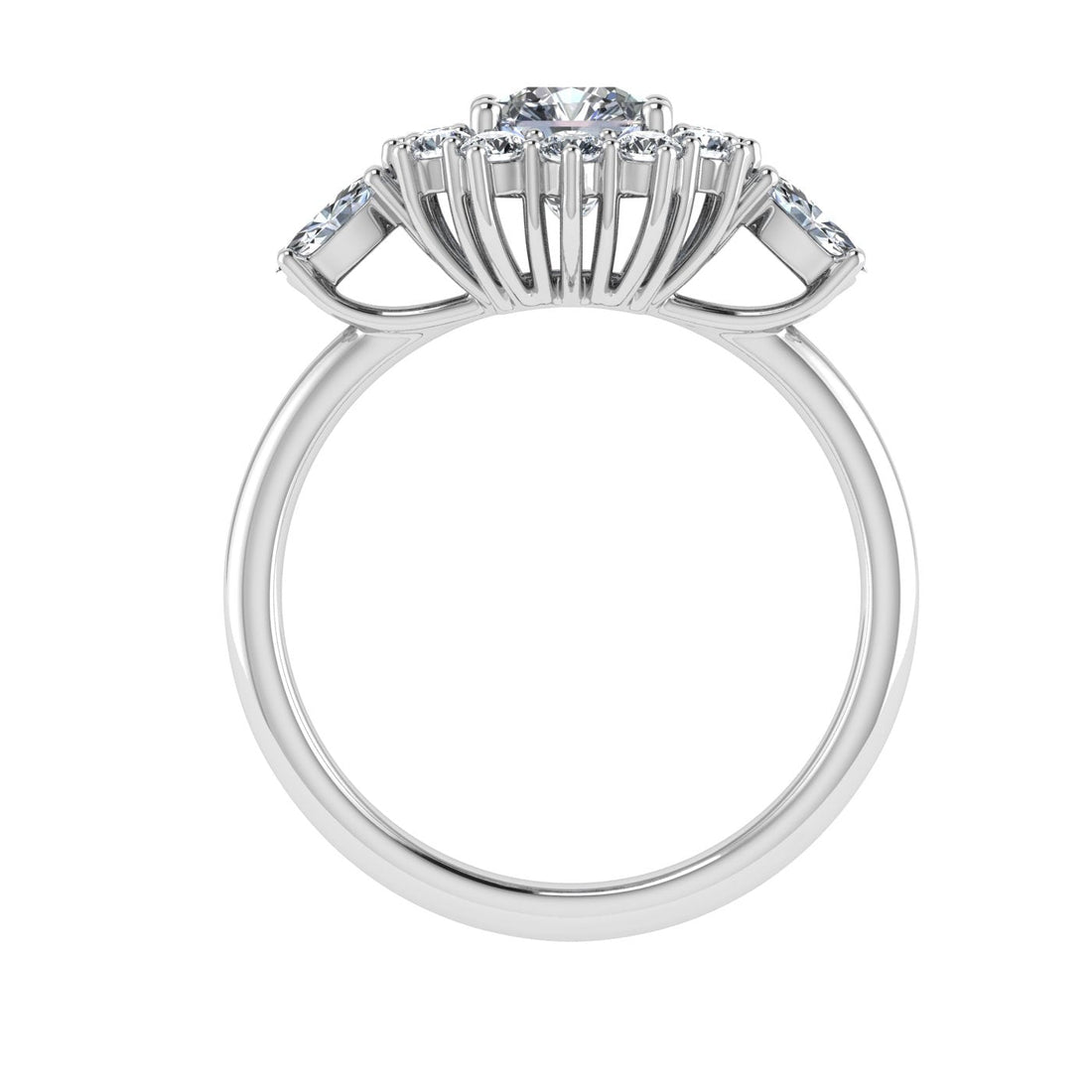 Glimpse Asscher Cut Halo Moissanite Engagement Ring White Gold