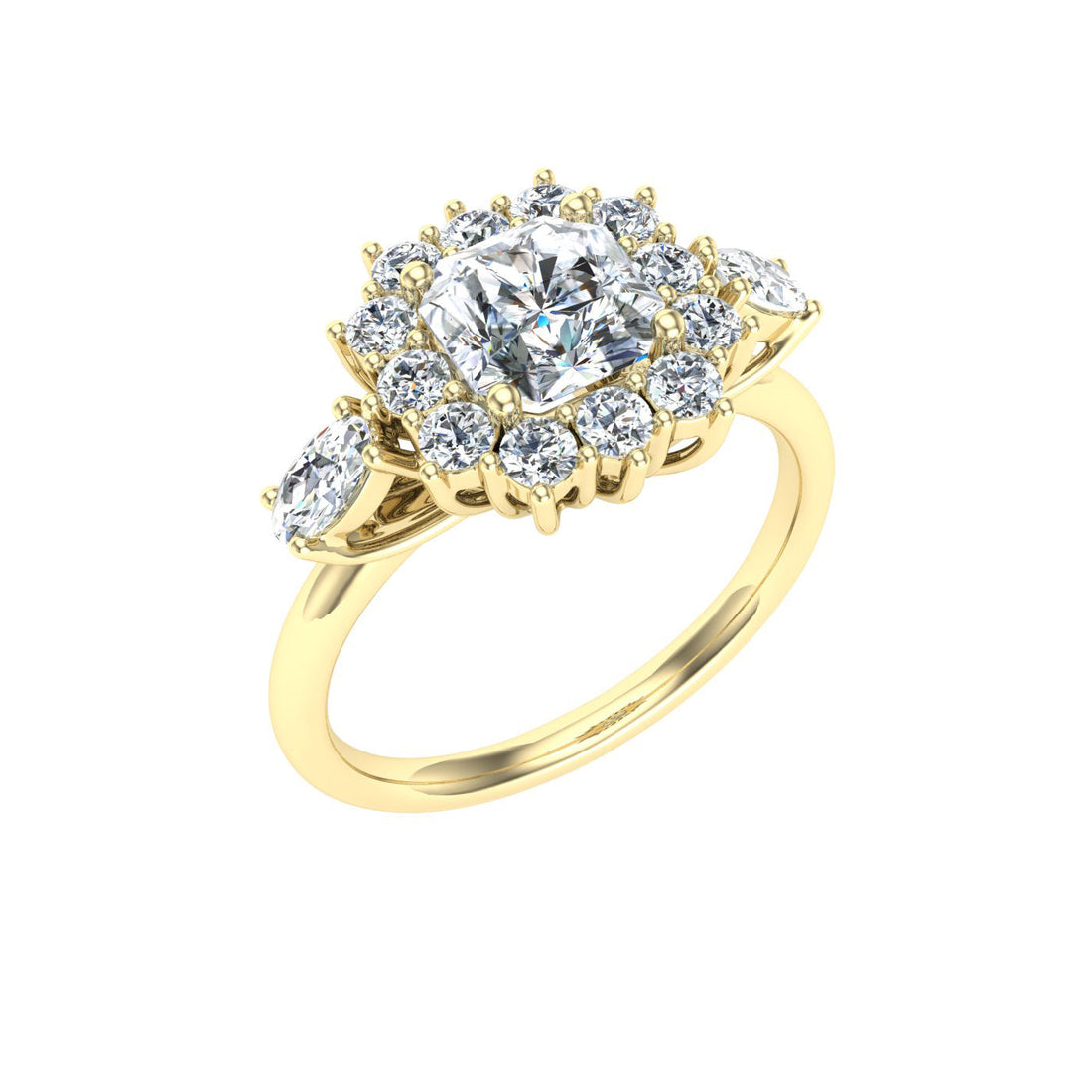 Glimpse Asscher Cut Halo Moissanite Engagement Ring Yellow Gold