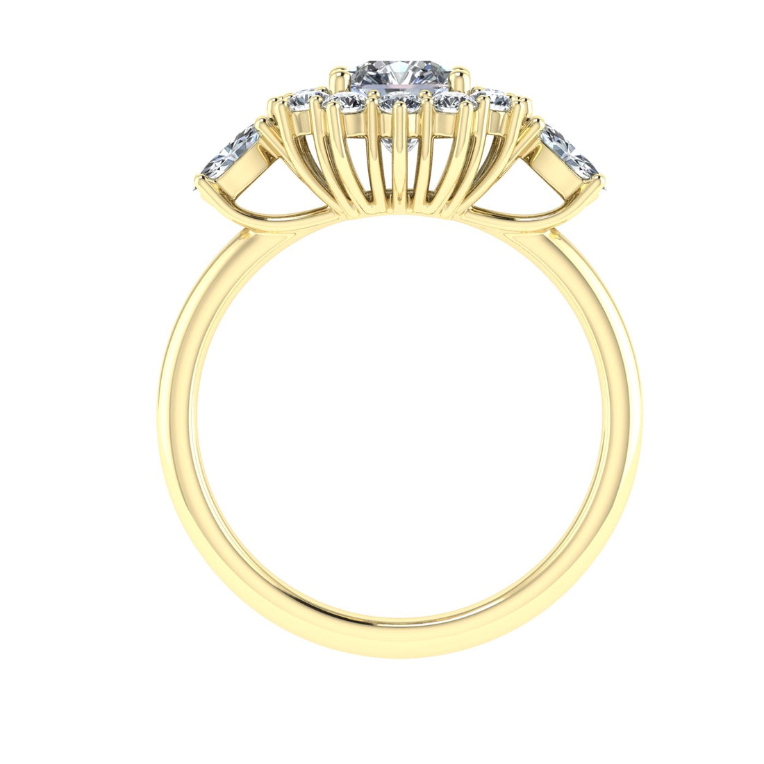 Glimpse Asscher Cut Halo Moissanite Engagement Ring Yellow Gold