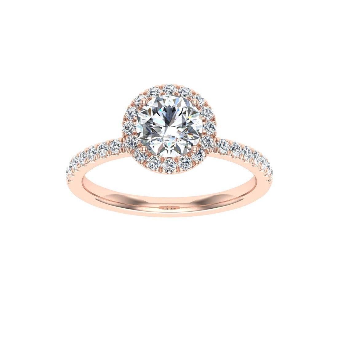 Glint Round Cut Halo Moissanite Engagement Ring Rose Gold