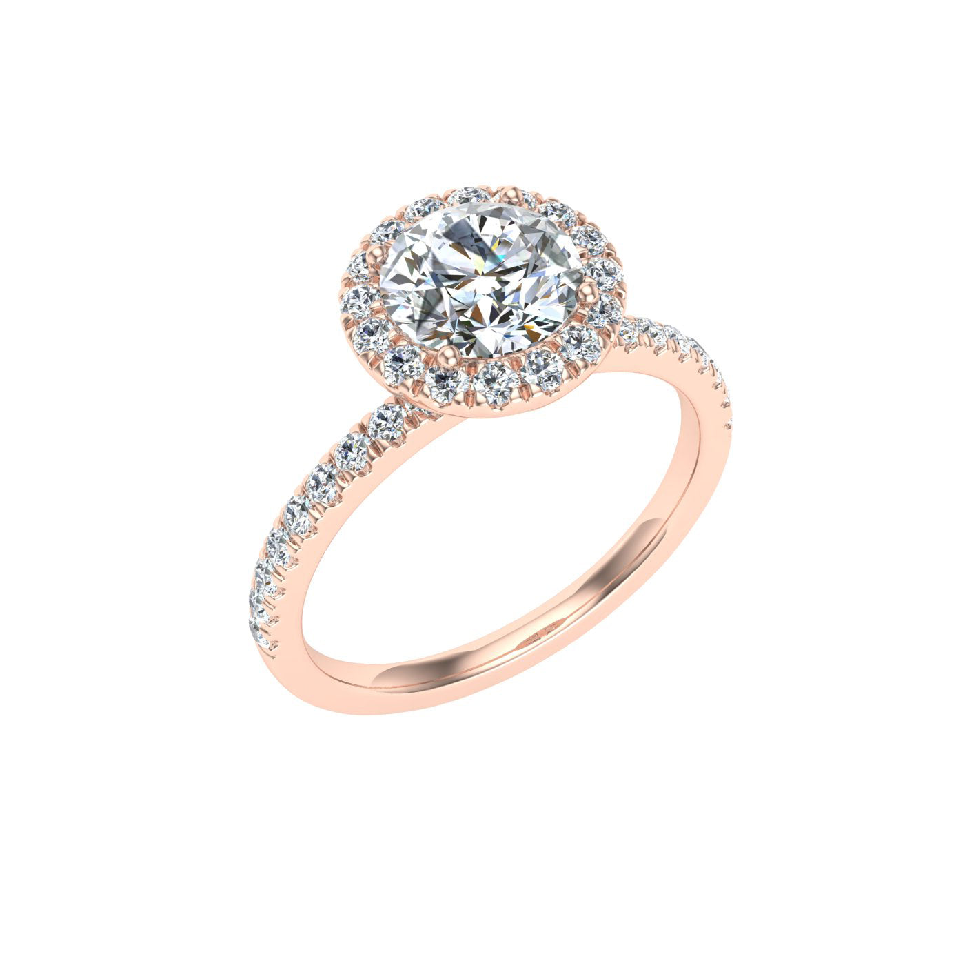 Glint Round Cut Halo Moissanite Engagement Ring Rose Gold