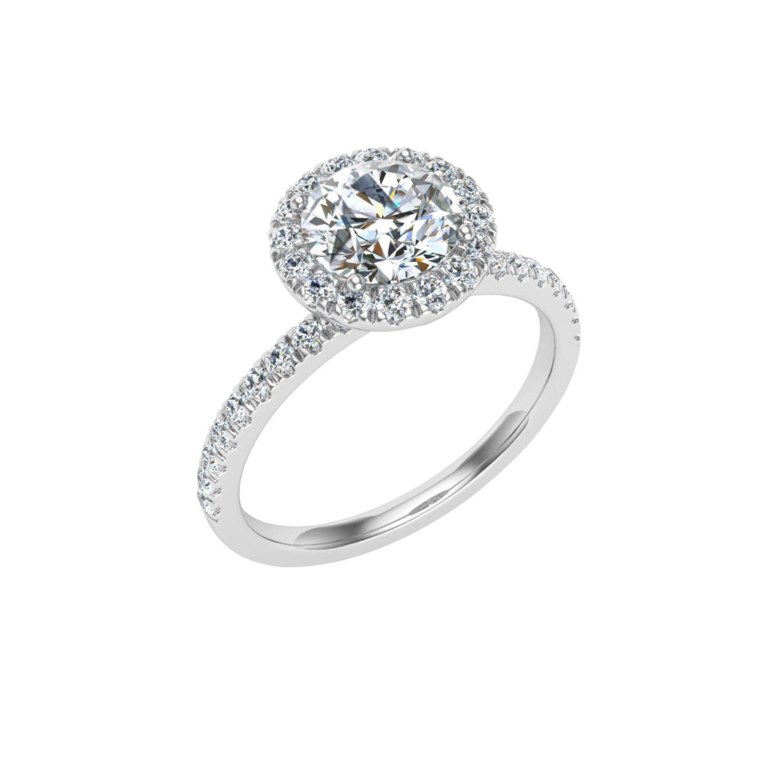 Glint Round Cut Halo Moissanite Engagement Ring White Gold