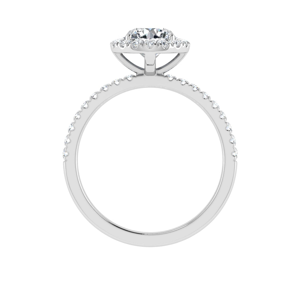 Glint Round Cut Halo Moissanite Engagement Ring White Gold