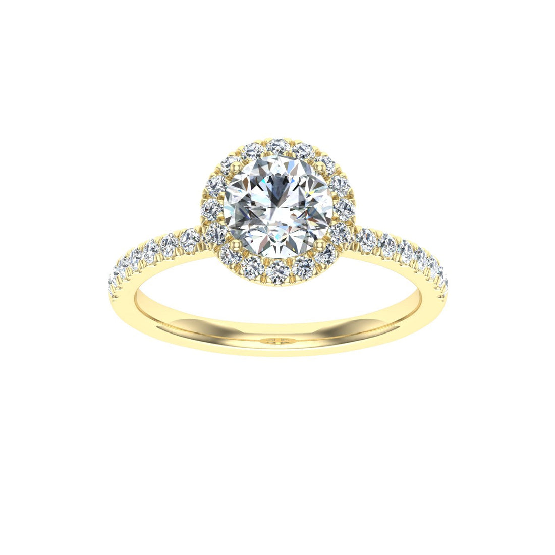 Glint Round Cut Halo Moissanite Engagement Ring Yellow Gold