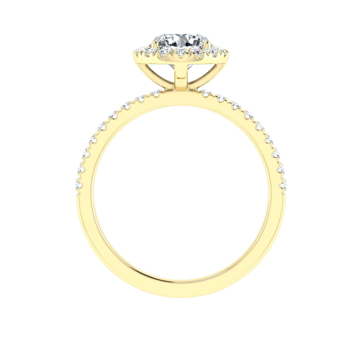 Glint Round Cut Halo Moissanite Engagement Ring Yellow Gold