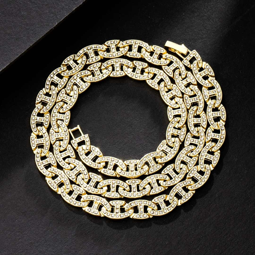 Glisten 8mm Moissanite Iced G-link Chain Yellow Gold