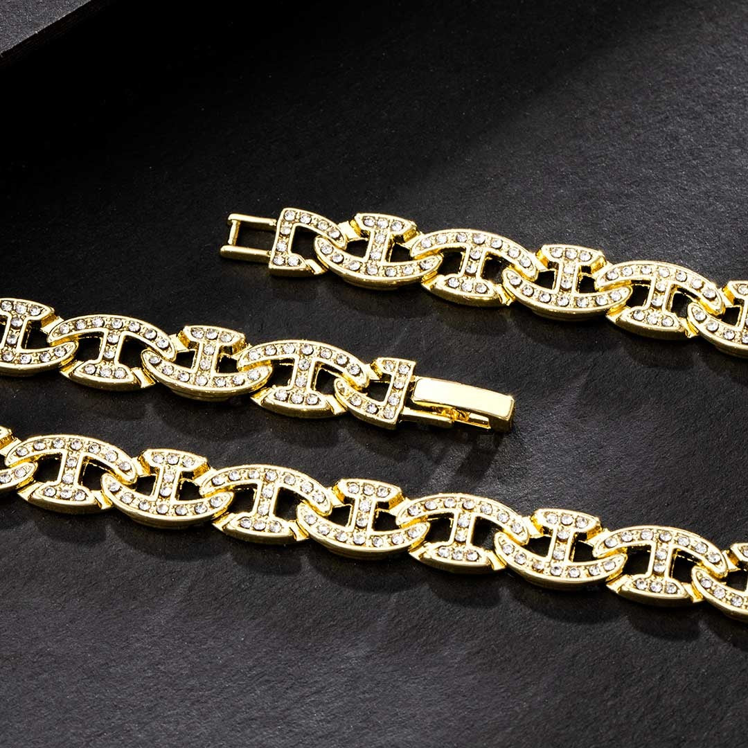 Glisten 8mm Moissanite Iced G-link Chain Yellow Gold