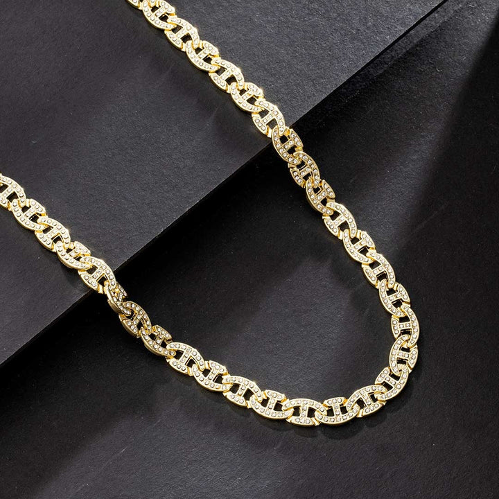 Glisten 8mm Moissanite Iced G-link Chain Yellow Gold