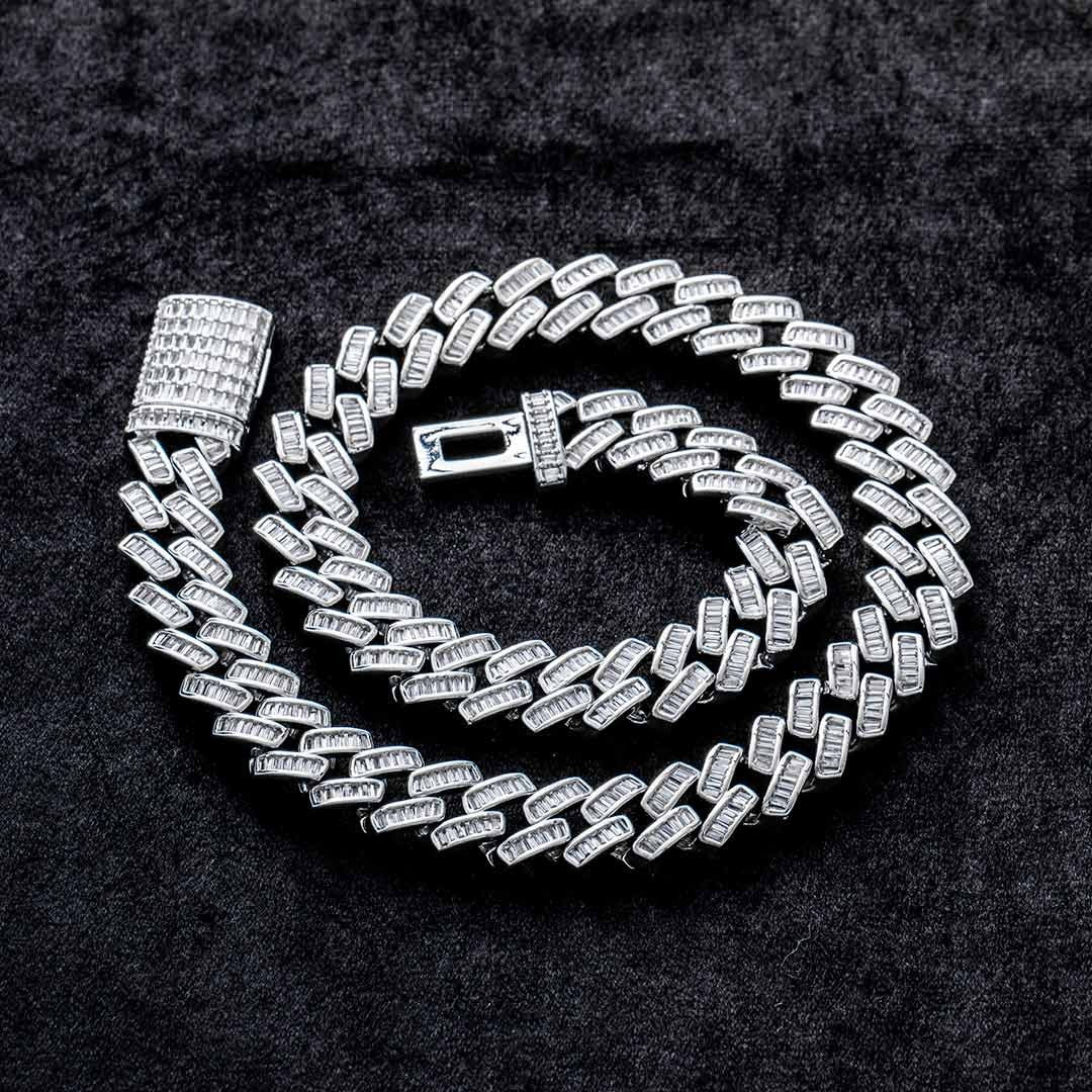 GLITTER IcedOut Prong CubanChain Set 5mm Prong Cuban Link Chain