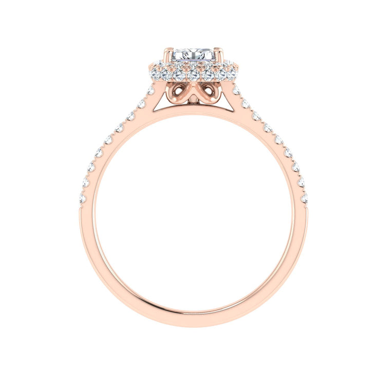 GlitteringOval Cut Halo Moissanite Engagement Ring Rose Gold