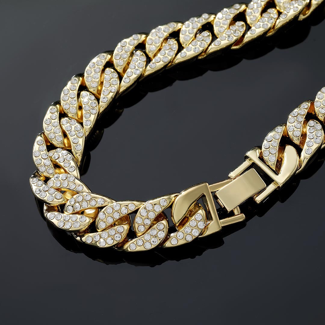 Glow 13mm Moissanite Cuban Chain Yellow Gold