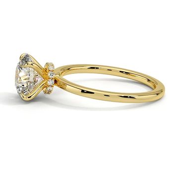 Glowstone Round Halo Solitaire Moissanite Engagement Ring Yellow Gold