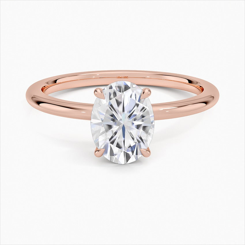 Gossamer 4-Prong Oval Moissanite Engagement Ring Rose Gold