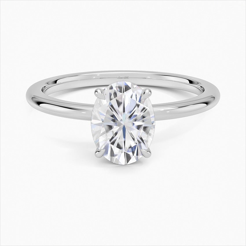 Gossamer 4-Prong Oval Moissanite Engagement Ring White Gold