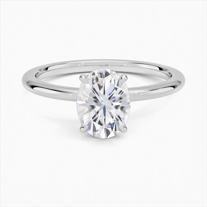 Gossamer 4-Prong Oval Moissanite Engagement Ring White Gold