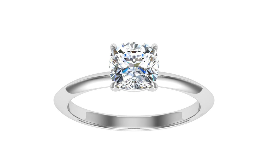 Grace Cushion Cut Solitaire Moissanite Engagement Ring White Gold