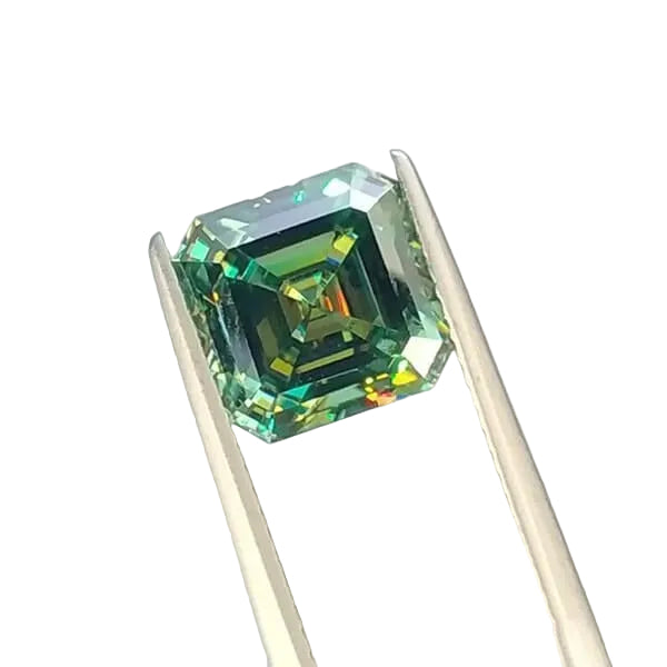 Green Asscher Shape Certified Moissanite