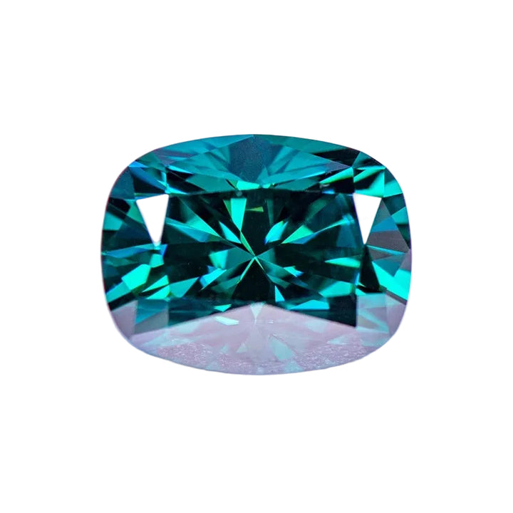 Green Cushion Shape Certified Moissanite