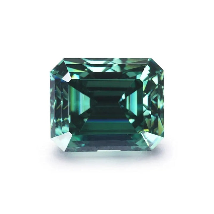 Green Emerald Shape Certified Moissanite