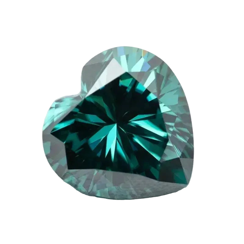 Green Heart Shape Certified Moissanite