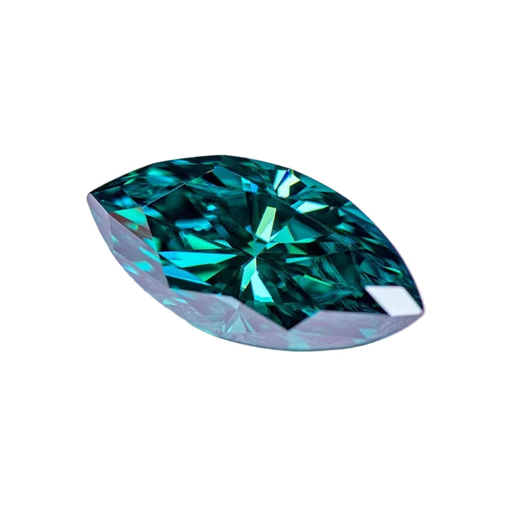 Green Marquise Shape Certified Moissanite
