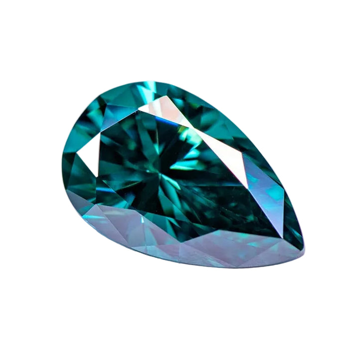 Green Pear Shape Certified Moissanite