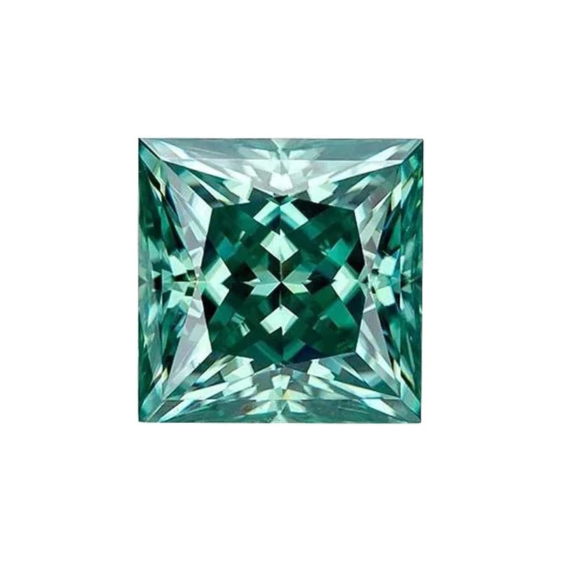 Green Princess Shape Certified Moissanite