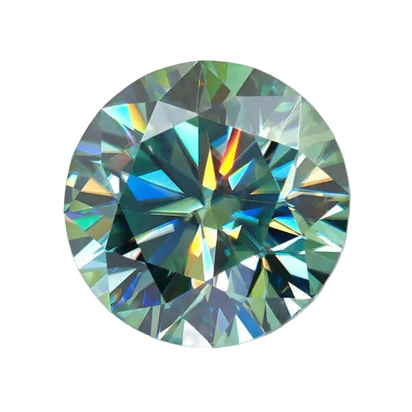 Green Round Shape Certified Moissanite