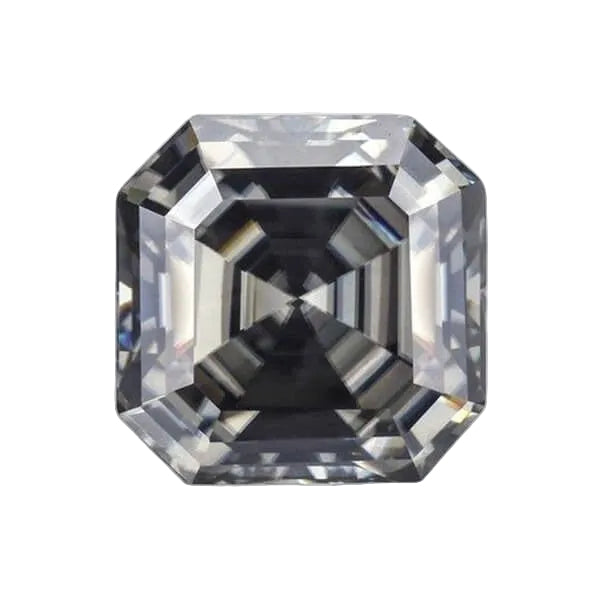 Grey Asscher Shape Certified Moissanite