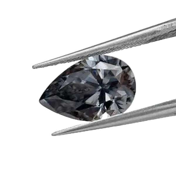 Grey Pear Shape Certified Moissanite