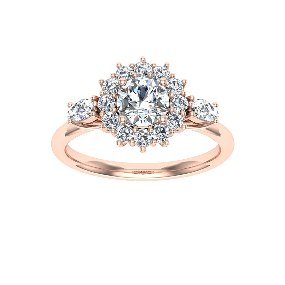 Grove Round Cut Halo Moissanite Engagement Ring Rose Gold