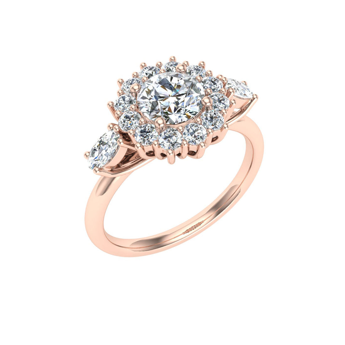 Grove Round Cut Halo Moissanite Engagement Ring Rose Gold