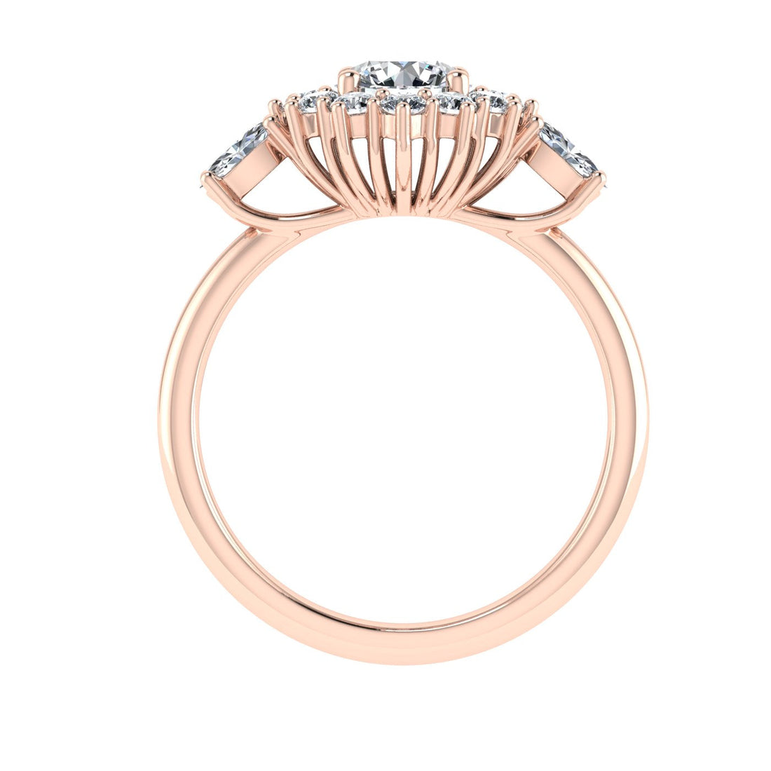 Grove Round Cut Halo Moissanite Engagement Ring Rose Gold