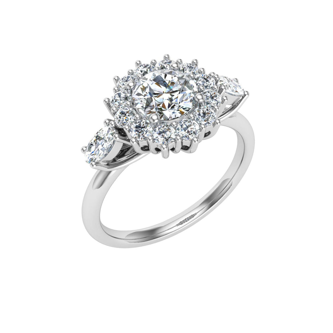 Grove Round Cut Halo Moissanite Engagement Ring White Gold