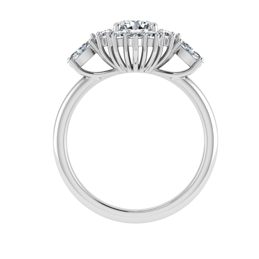 Grove Round Cut Halo Moissanite Engagement Ring White Gold