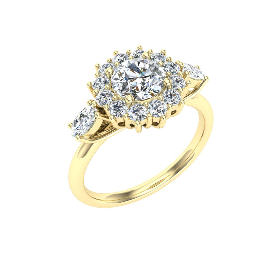 Grove Round Cut Halo Moissanite Engagement Ring Yellow Gold