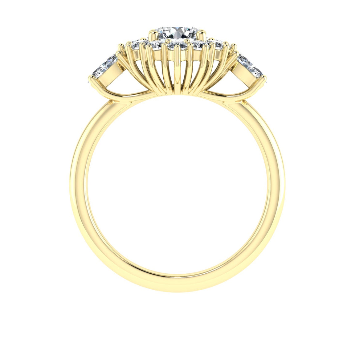 Grove Round Cut Halo Moissanite Engagement Ring Yellow Gold