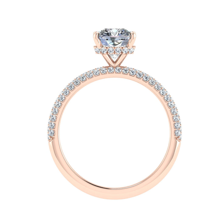 Adornment Asscher Cut Micro Pavé Moissanite Engagement Ring Rose Gold