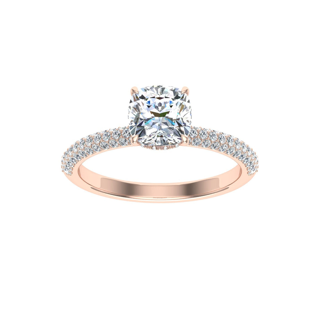 Jubilee Cushion Cut Micro Pavé Moissanite Engagement Ring Rose Gold