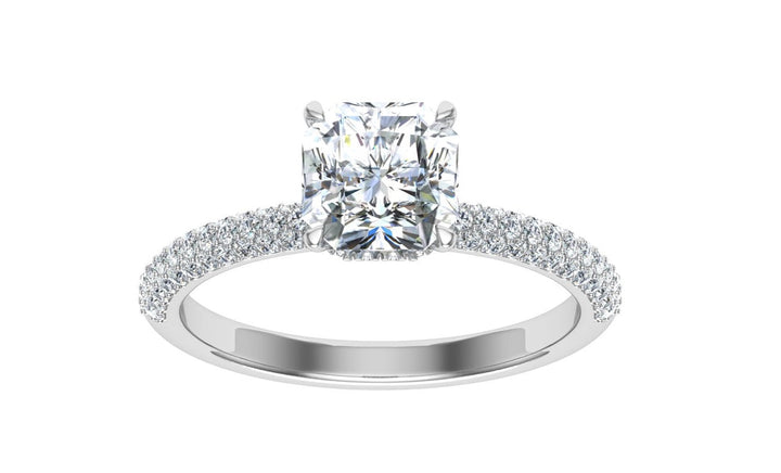 Adornment Asscher Cut Micro Pavé Moissanite Engagement Ring White Gold