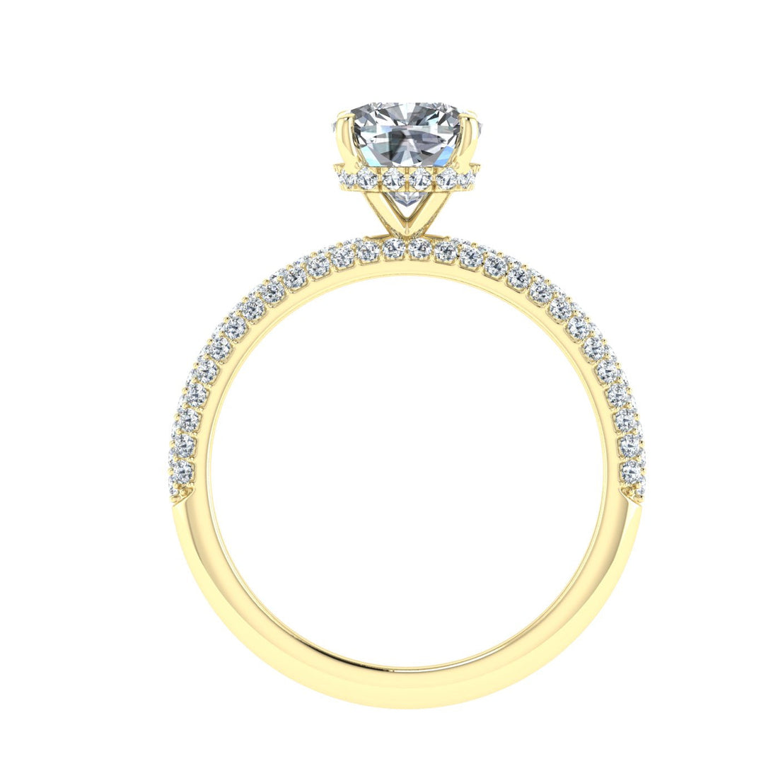 Jubilee Cushion Cut Micro Pavé Moissanite Engagement Ring Yellow Gold