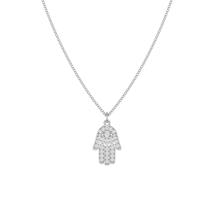 Hamsa Moissanite Pendant White Gold