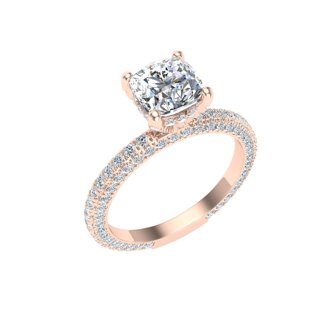 Haven Cushion Cut Micro Pavé Moissanite Engagement Ring Rose Gold