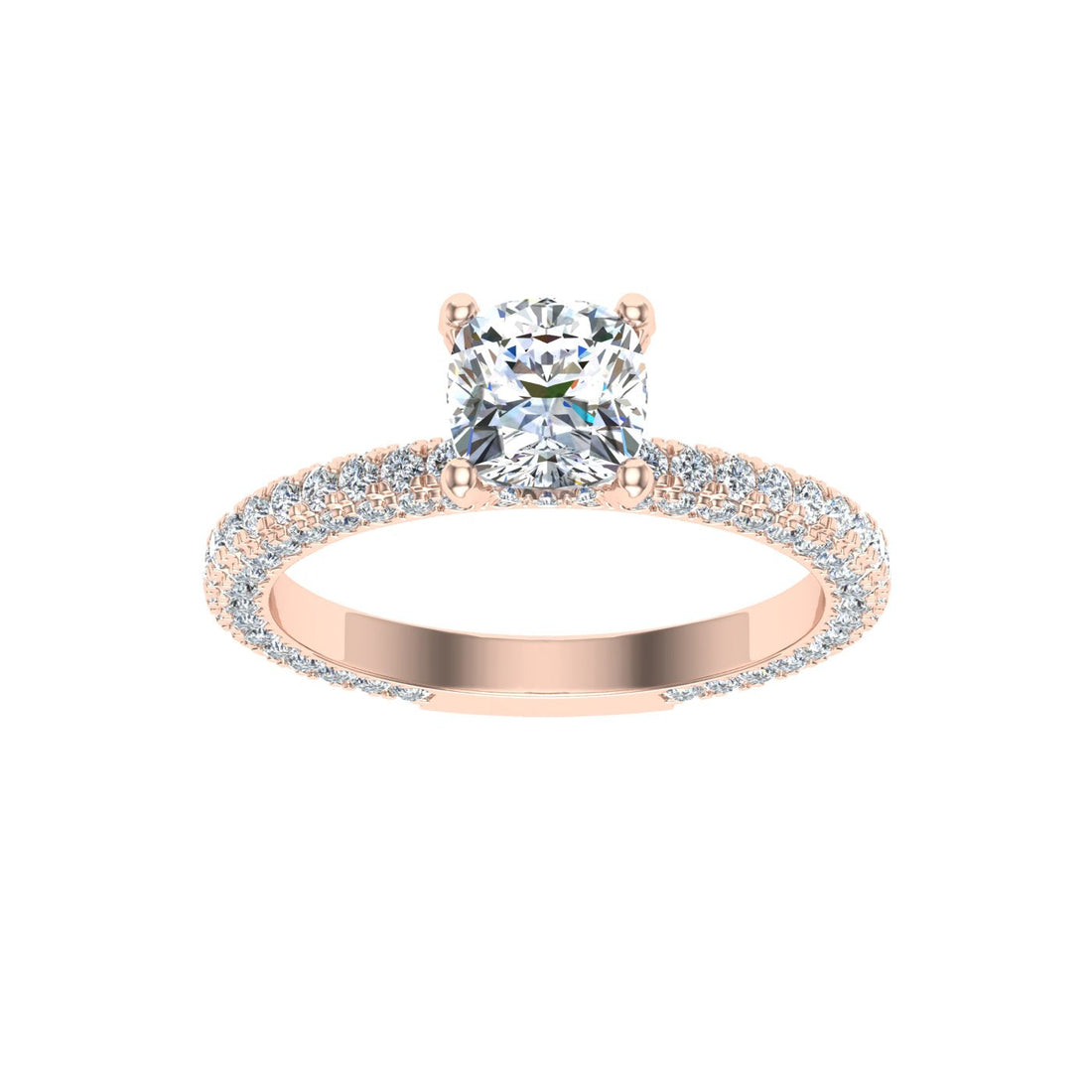 Haven Cushion Cut Micro Pavé Moissanite Engagement Ring Rose Gold