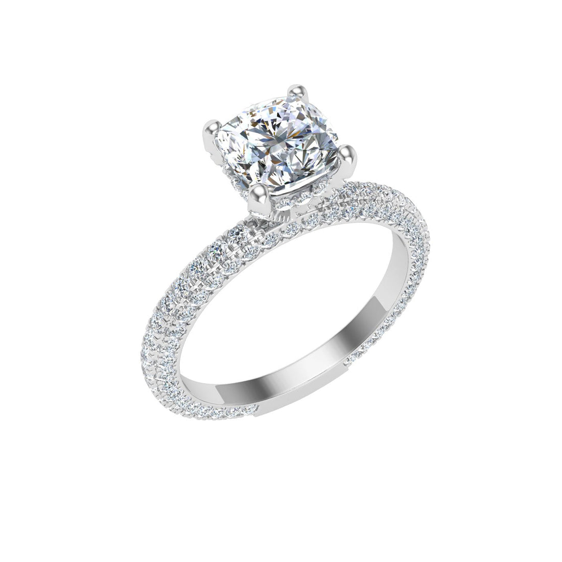 Haven Cushion Cut Micro Pavé Moissanite Engagement Ring White Gold