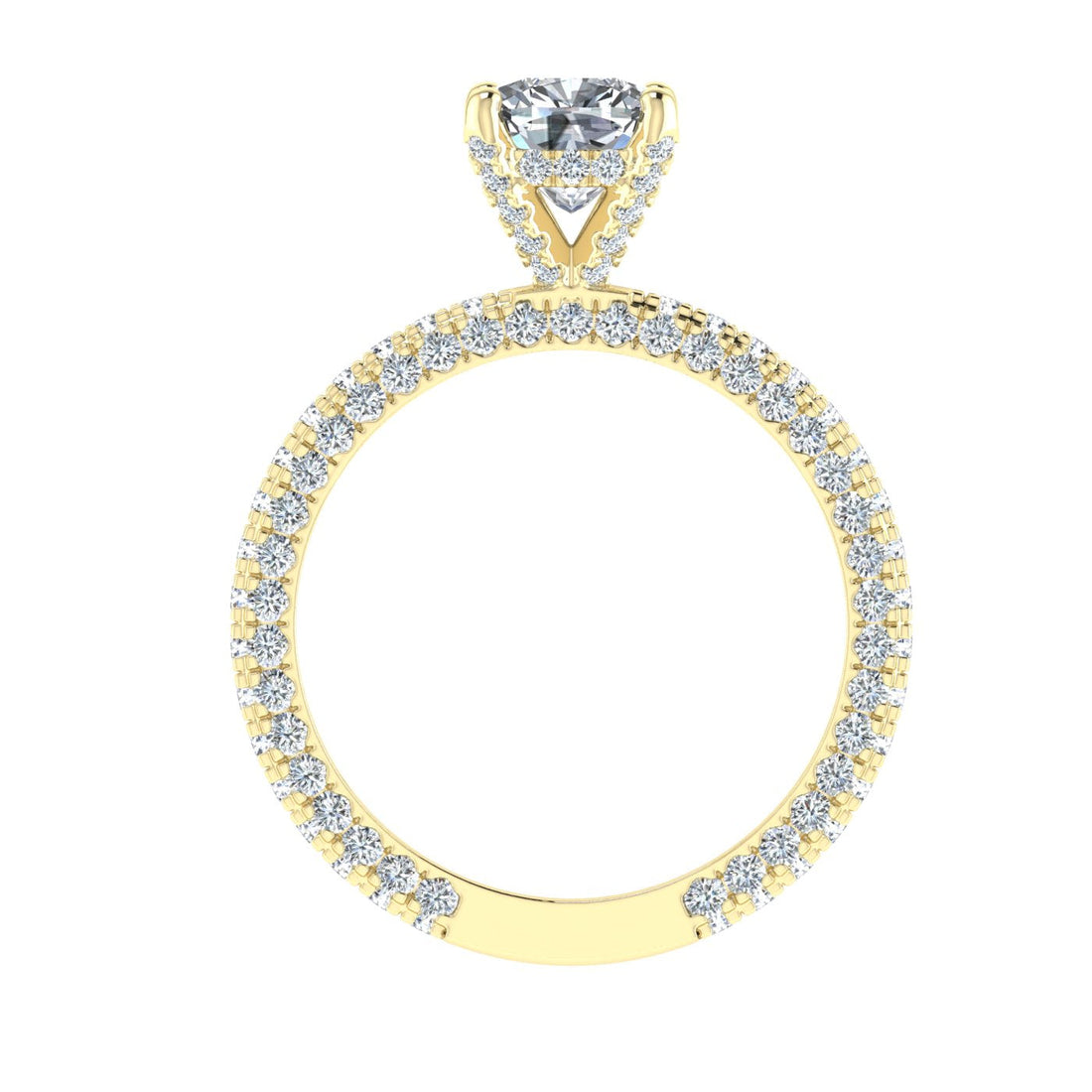 Haven Cushion Cut Micro Pavé Moissanite Engagement Ring Yellow Gold