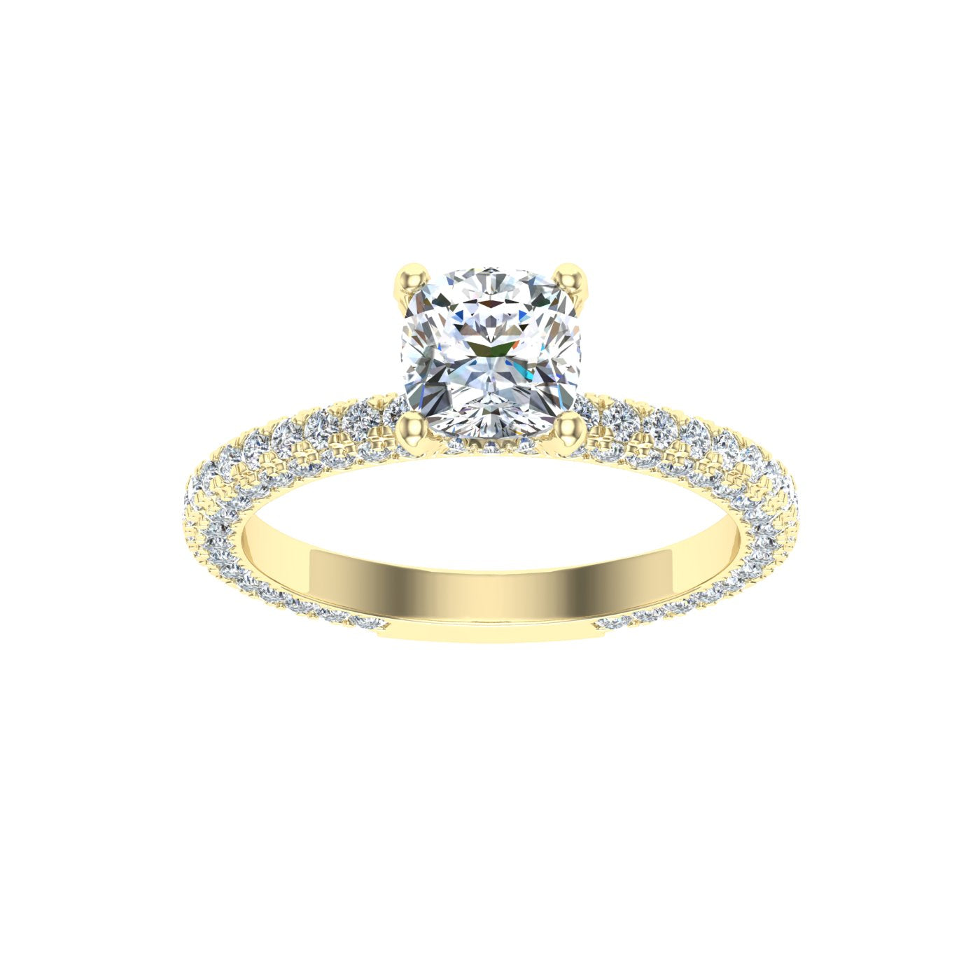 Haven Cushion Cut Micro Pavé Moissanite Engagement Ring Yellow Gold