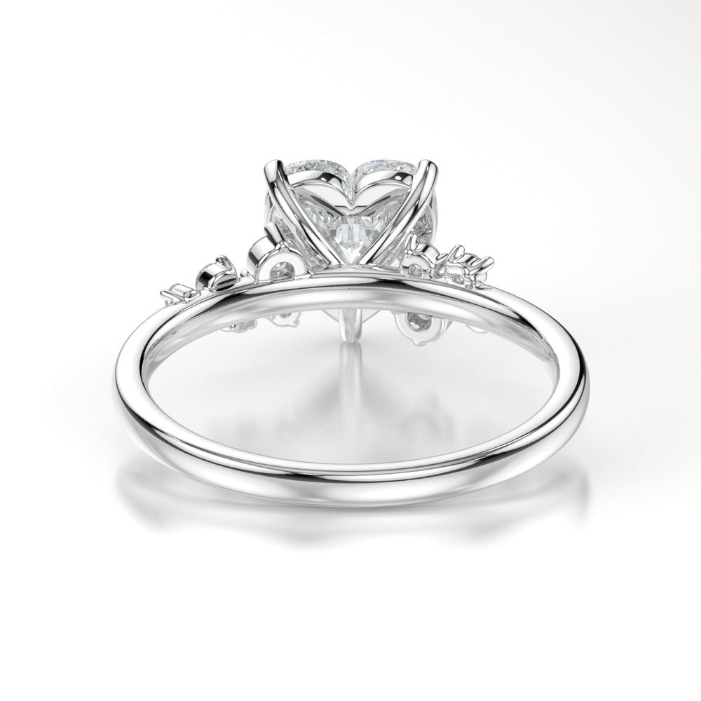 Heart Cluster 4 Claw Set Moissanite Ring